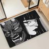 Japanese Samurai Oni Mask Girl Door Mat Bath Microfiber Decorative Versatile Flannel Floor Mat Quick Dry Absorbent Non-slip Sole