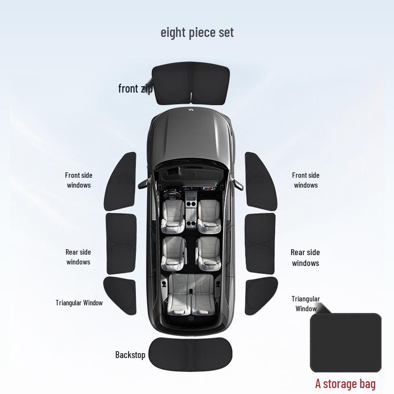 Compatible with Ideal L6-L9, MEGA, I6, I8 Car Window Sunshade: Heat Insulation & Privacy Curtain