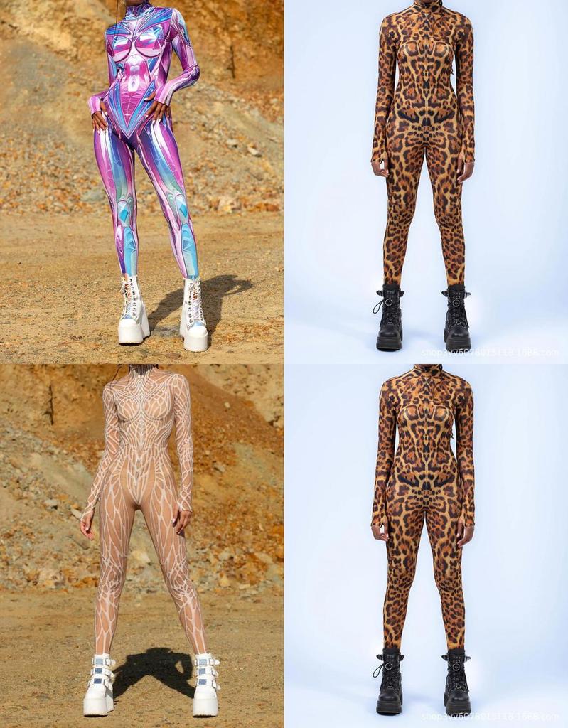 Halloween Adults 3d Printed Bodysuit With Spandex Blend For Cosplay And Street Style