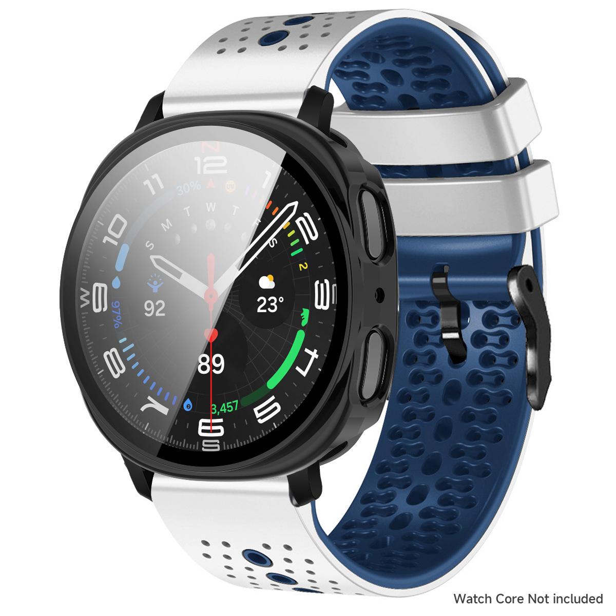 

Strap+Glass Case For Samsung galaxy watch 8 40 44mm Two-Tone silicone band PC case Tempered Film For galaxy watch 8 Smartwatch for galaxy 8 44mm