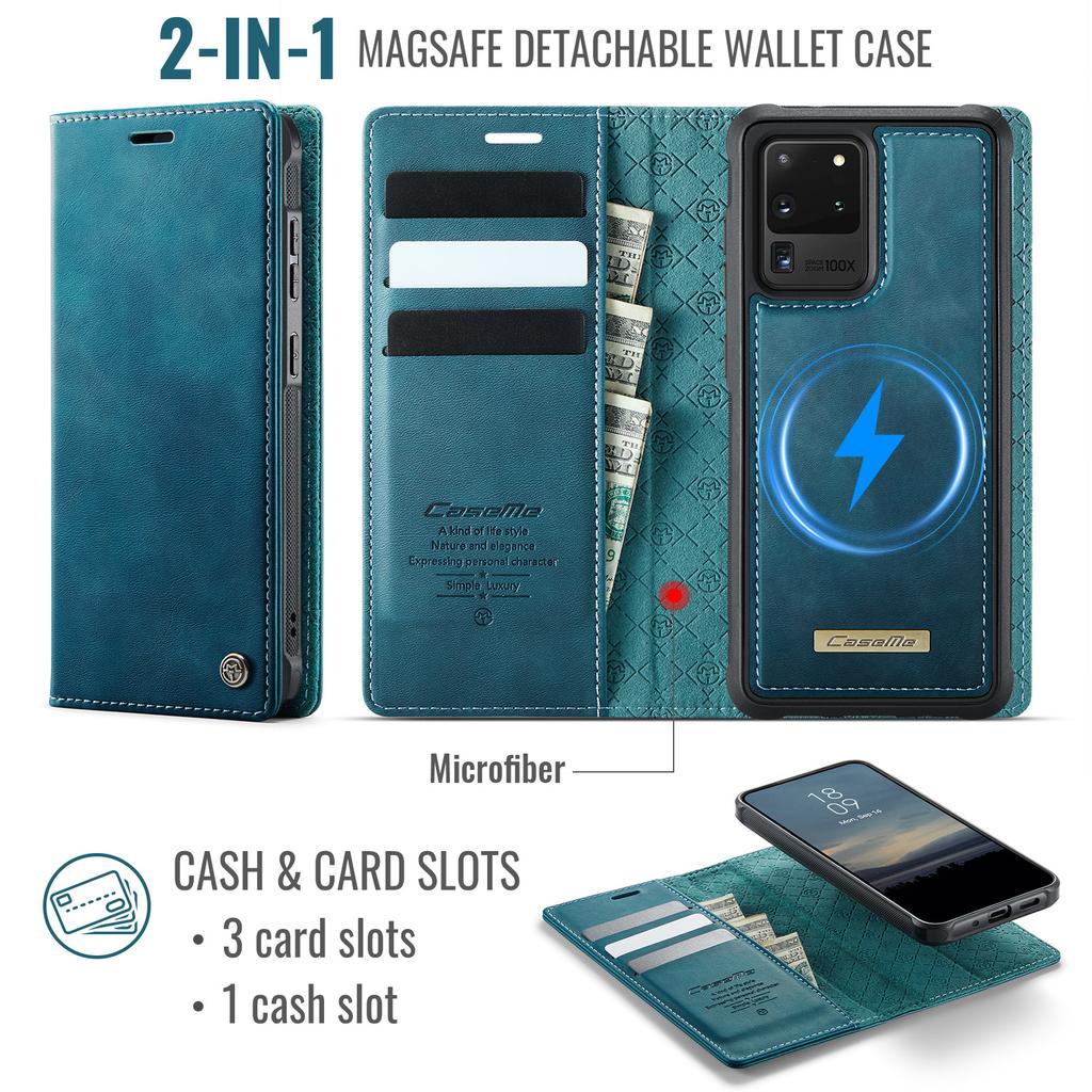 For Samsung Galaxy S20 Ultra Case CASEME C49 Compatible with MagSafe RFID Blocking Detachable Wallet Leather Phone Cover