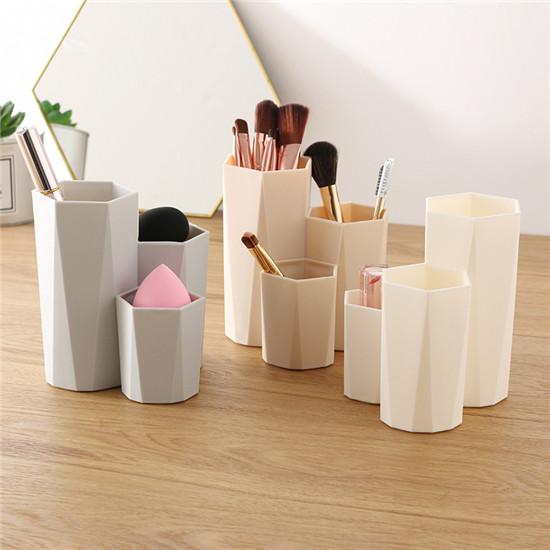 3 Lattices Cosmetic Make-Up Brush Storage Box Table Organizer Pen Storage Makeup Nail Polish Cosmetic Holder Box