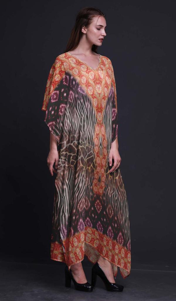 Phagun Giraffe & Zebra Animal Skin Beach Kaftan Bikini Cover up Womena    s Maxi Dress Long