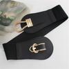 Women Wide Belt Elastic Vintage Buckle Leather Wide Buckle Women's Belt Waist Seal Belt Dress Waistband