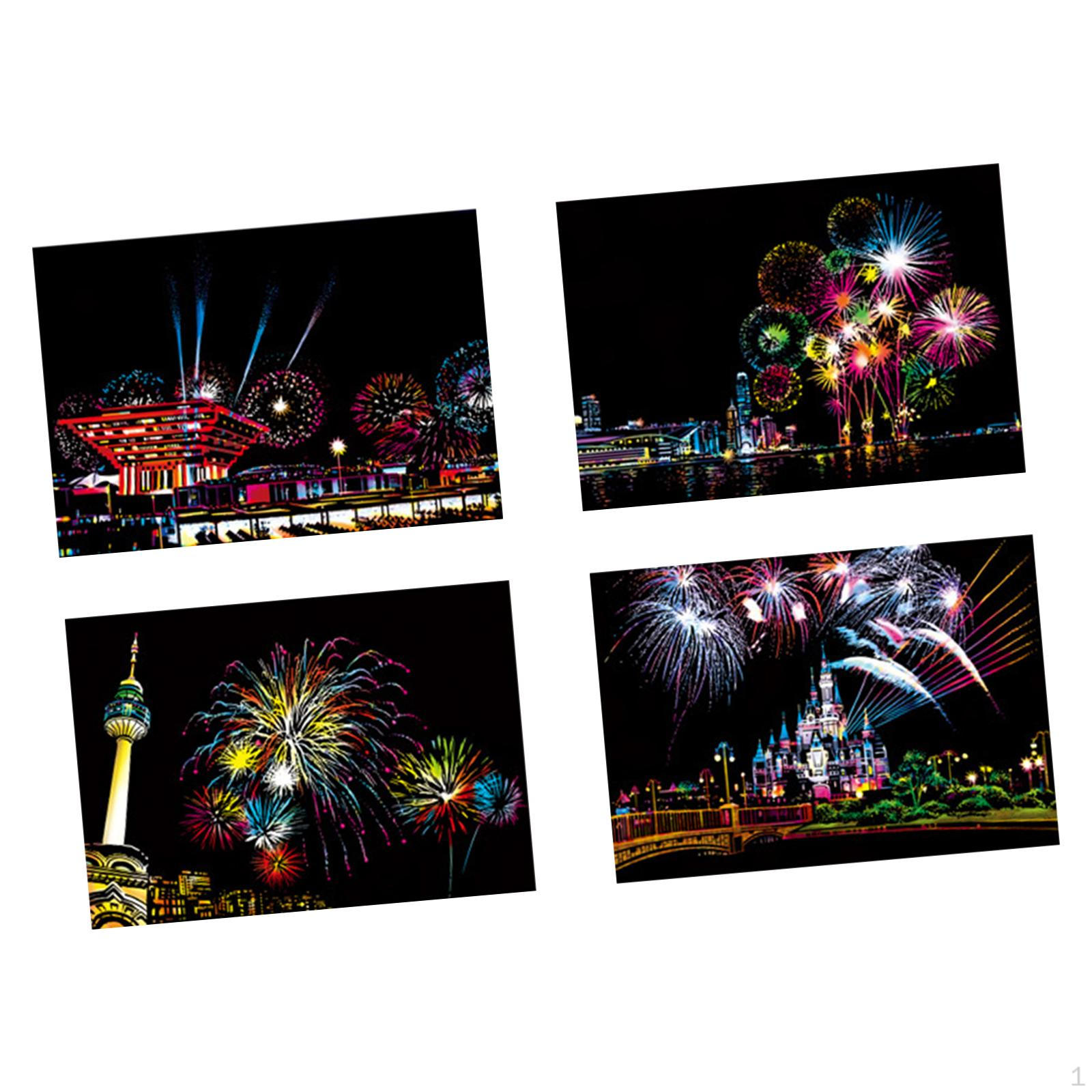 

4 шт. Радужная бумажная карта с царапинами, художественное ремесло, развивающие игрушки, декоративный трафарет, рисунок Style B