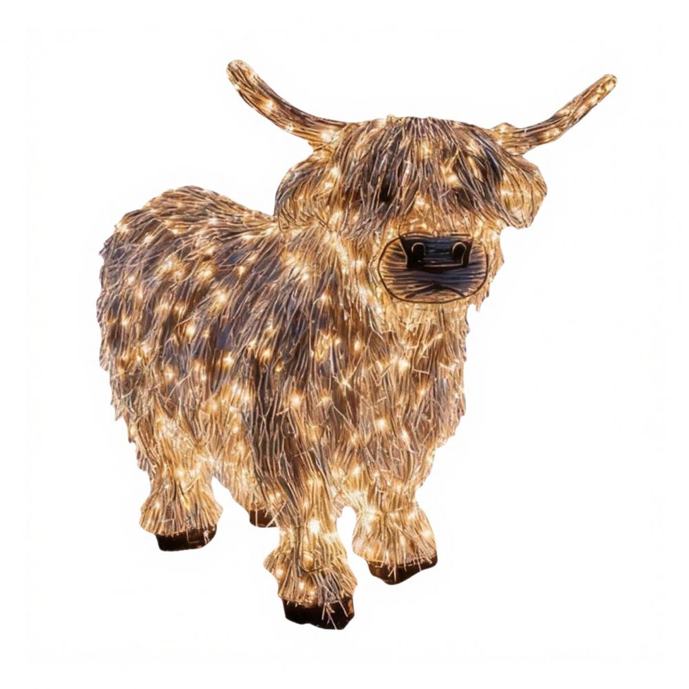 LED Light-up Highland Cow Ornament Glowing Highland Cattle Statue Indoor Outdoor Garden Farmhouse Porch Christmas Decor