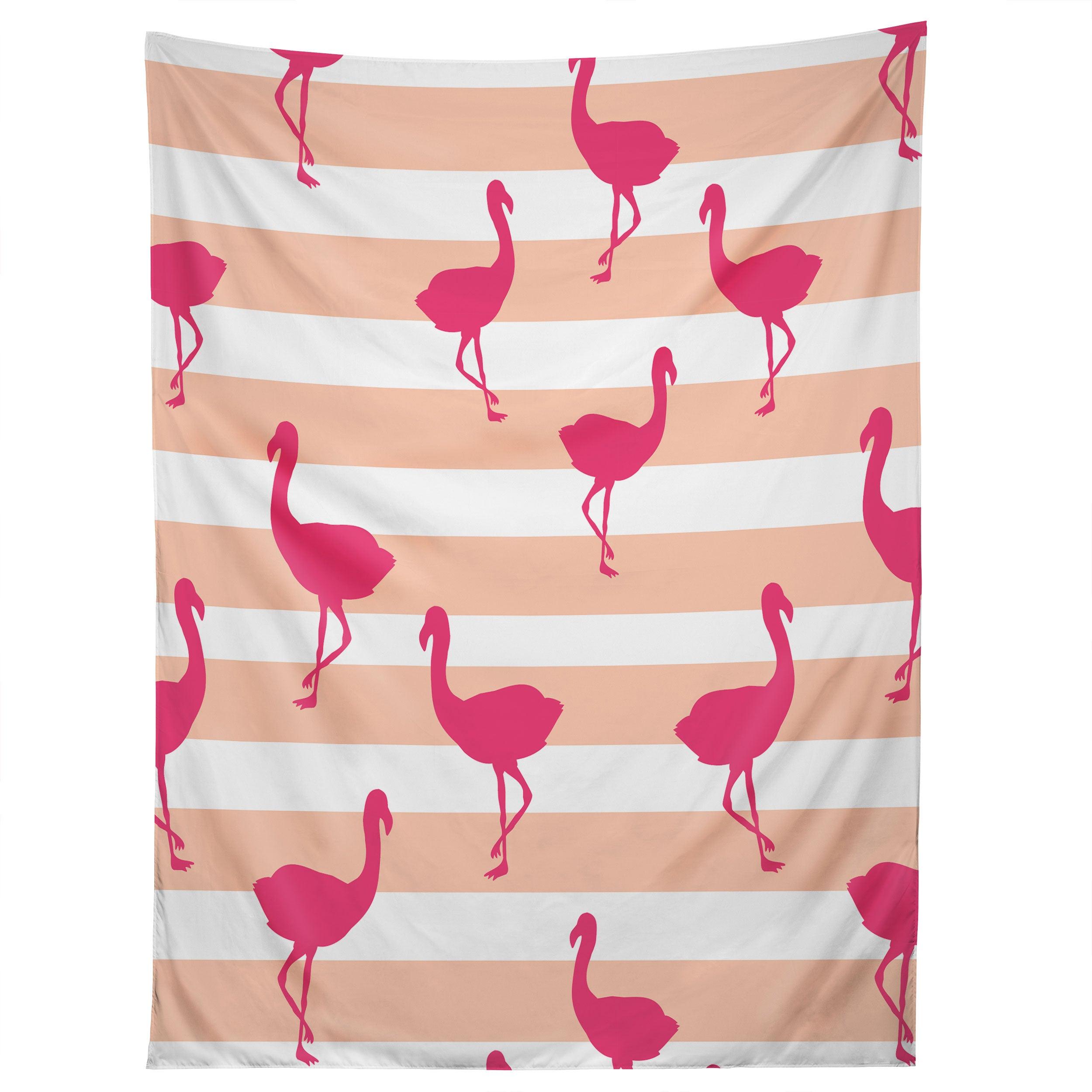 FLAMINGOS AND PEACH tapestry 75x100