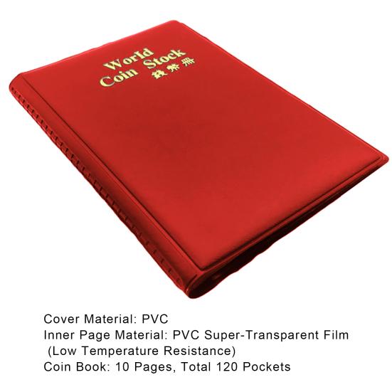 Držák na mince se 120 kapsami, prachotěsný, ochranný, z PVC, odolný proti chladu, velkokapacitní, pro domácnost