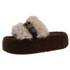 Fairy wind thick bottom fluffy drag girl wearing ins trendy small fragrant wind 2025 new autumn and winter French lazy cotton slippers