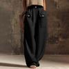Women’s Casual Wide Leg Pants with Buttoned Pockets Cotton Linen Relaxed Fit Trousers for Everyday Wear Office Travel Lounge