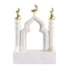 Gold and White Mosque Tower Model with Storage Box,Ramadans Eid Home Decors Decorative Ornament for Table Bookshelf
