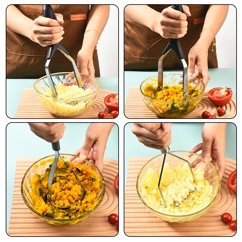 Stainless Steel Masher Potato Puree Grinder Auxiliary Food Manual Masher Kitchen Masher Vegetable Puree Fruit Puree Press