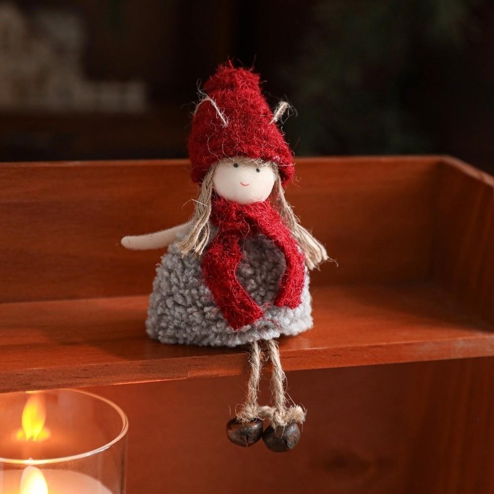 Plush Christmas Snowman Pendant Santa Claus Reindeer Xmas Tree Pendants with Bells Christmas Doll Ornaments Home Party Decor