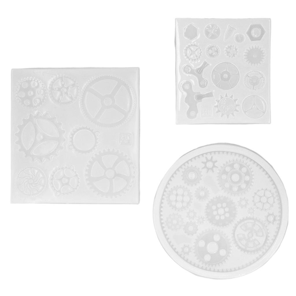 3PCS Gear Silicone Mould Cartoon Punk Style Industrial Gear Silicone Mold Mirror Flash Nonstick DIY