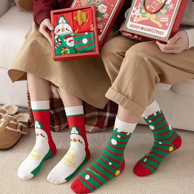 Desenho Animado Papai Noel Meias de Natal Caixa de Presente - Conjunto de 4 Pares de Inverno Fofos para Homens e Mulheres