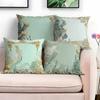 Elegant Mermaid Theme Pillowcase - Mint Green & Gold Underwater Print Pillow Cover for Sofa Bedroom Living Room