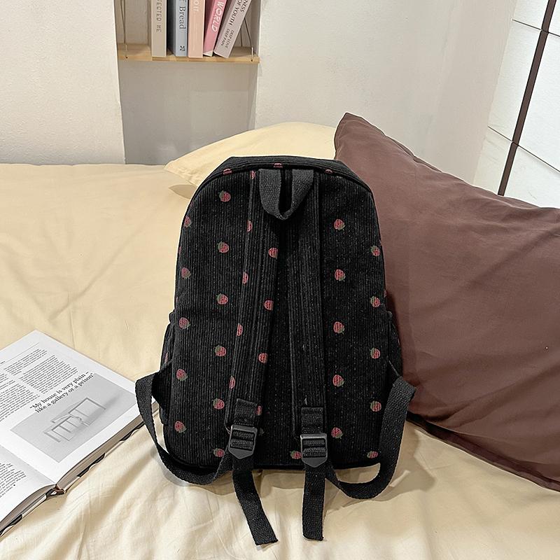 Damen Cordrucksack Erdbeerdruck Studenten Schultasche