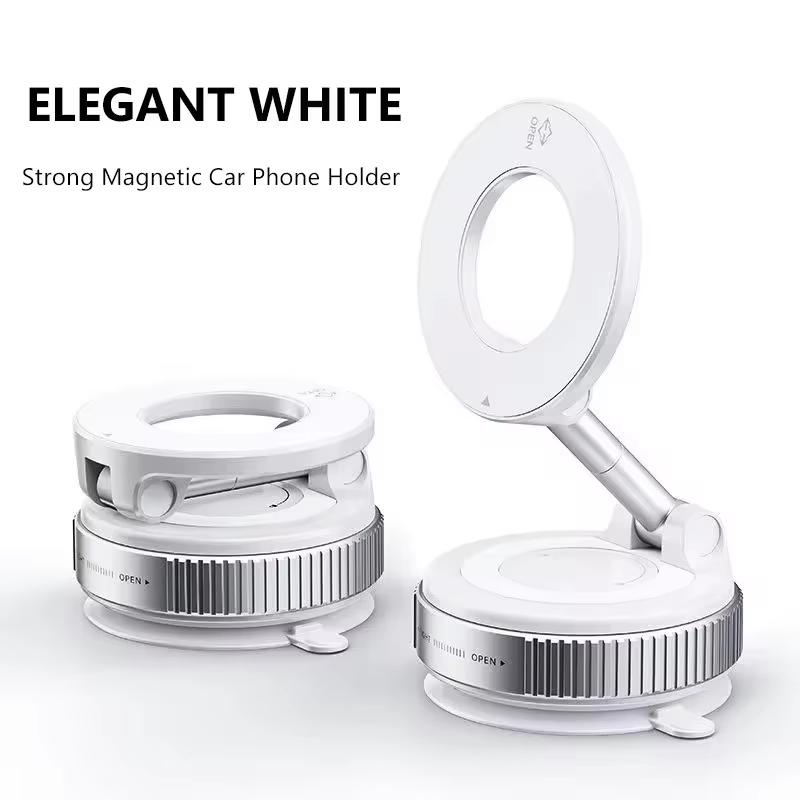 Strong Magnetic Phone Holder Foldable Design 360° Adjustable Vacuum Car Mount For Cell Phone For Live Streaming
