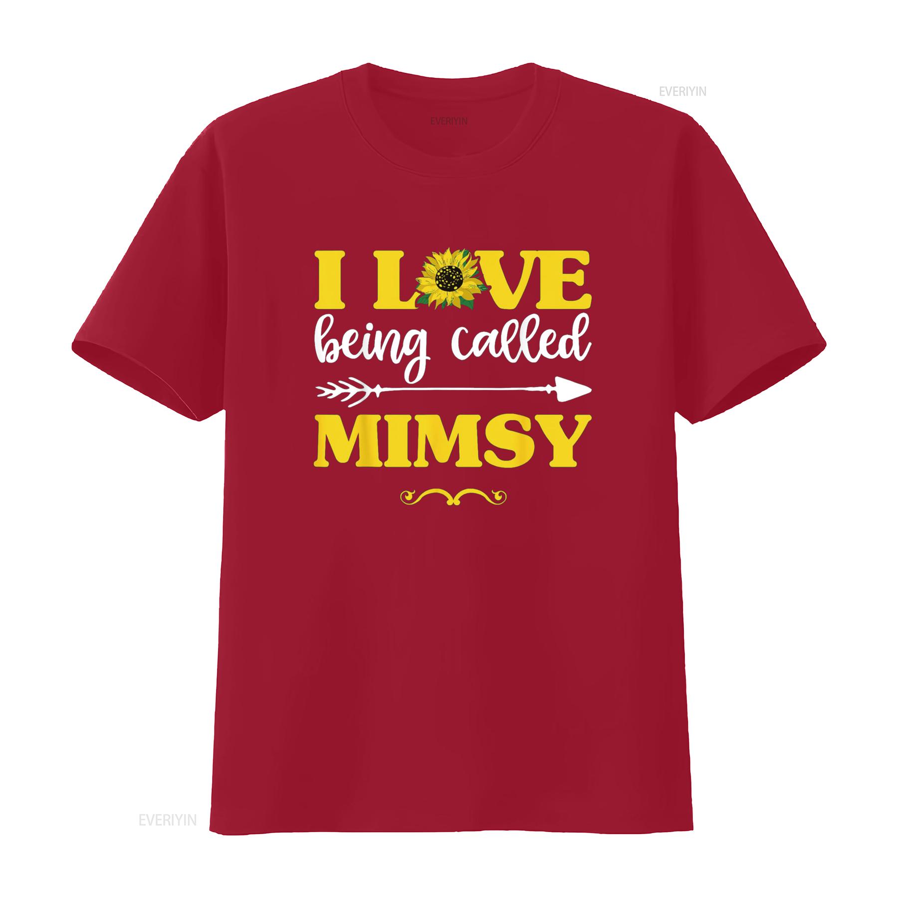 I Love Being Called Mimsy Sunflower T Shirt Fun Mothers Day vintage Washed Breathable homme Soft Stretched fashion S