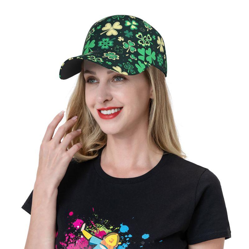 St Patrick's Day Irish Leaf Clovers Print Baseball Cap Unisex Adjustable Baseball Cap Outdoor Sun Visor Caps for Men Women
