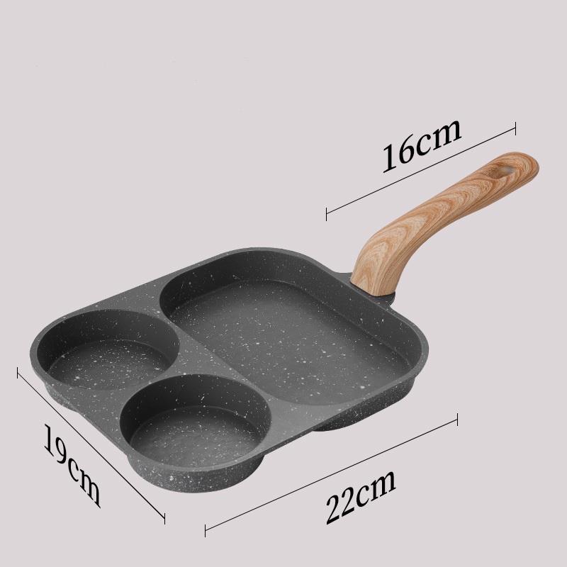 Medical Stone Four-hole Fried Egg Pot Household Non-stick Flat Bottom Egg Dumpling Pot Breakfast Eggs Hamburger Frying Pot Tools