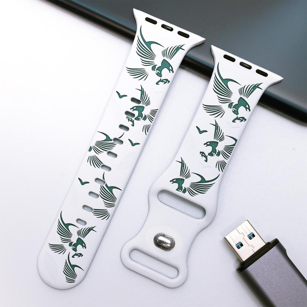 Dual-Color Eagle Engraved Silicone Strap for Apple Watch Series