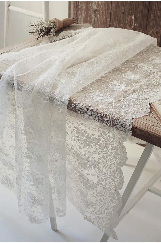 135cm wide x 95cm long vintage organza floral embroidered lace fabric