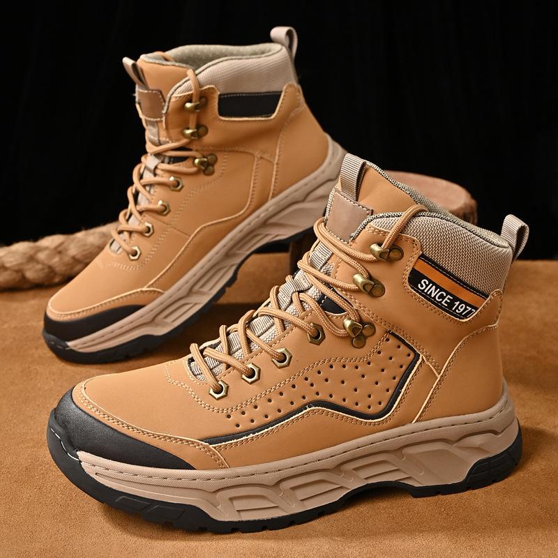 Autumn and Winter Hot-selling Martin Boots Men's High-top Cotton Shoes Rhubarb Boots Outdoor Hiking Shoes Tooling Boots Batch
