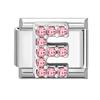 1pz Micro Intarsiato Zirconia Rosa Full Zircone 26 Lettere Inglesi Fascino Italiano Adatto Bracciale in Acciaio Inossidabile da 9mm Gioielli Fai da Te