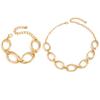 Salircon Punk Geometry Round Metal Short Clavicle Necklace Bracelet Set Women New Simple Hollow Necklaces Banquet Jewelry Gifts