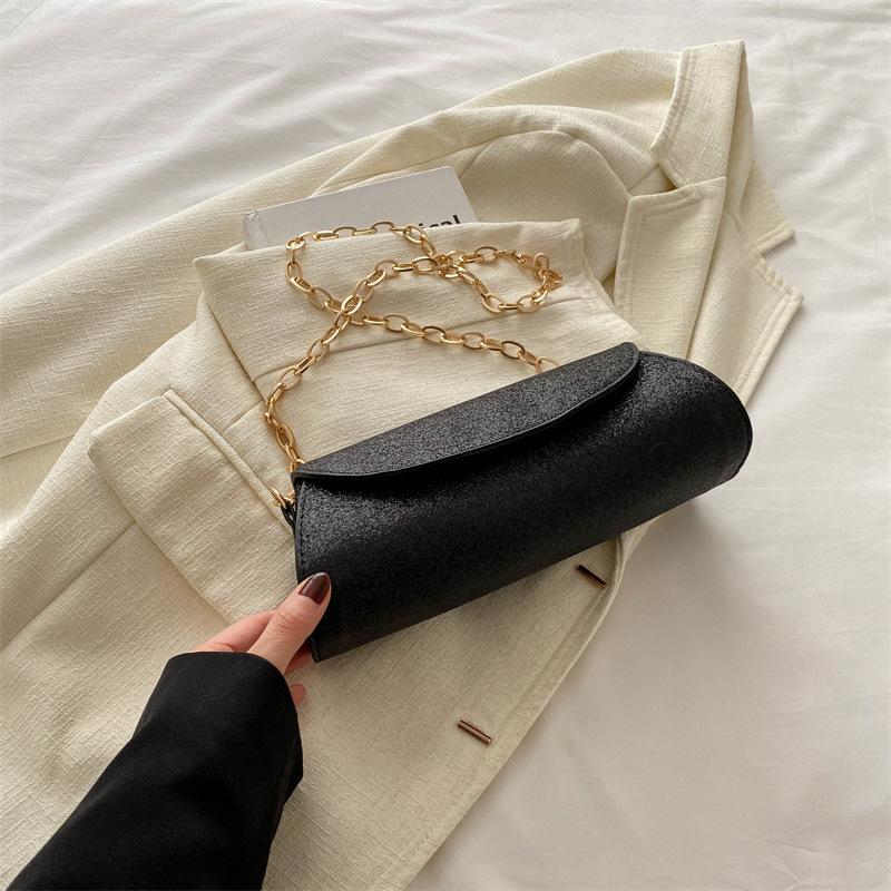French personality trend literary bag women's new dinner bag sequined texture handbag chain shoulder messenger bag