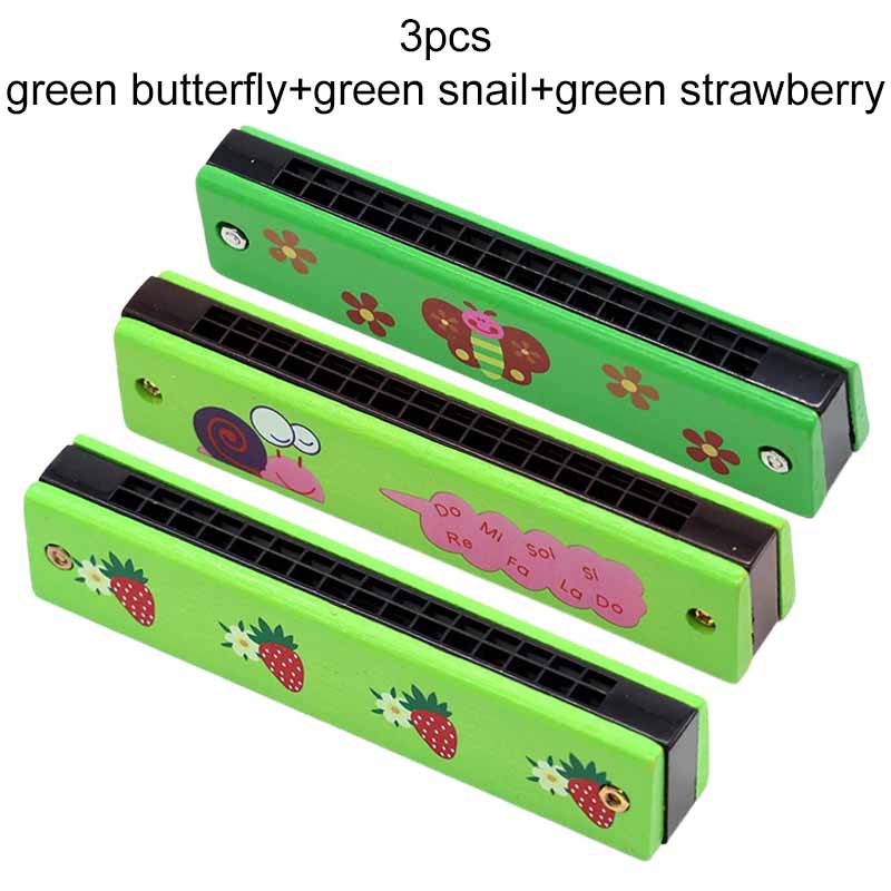 2/3pcs Children Wooden Harmonica Toys 16-Hole Musical Instrument Play for Kids Gifts Animals Painted Early Educational Toys TMZ