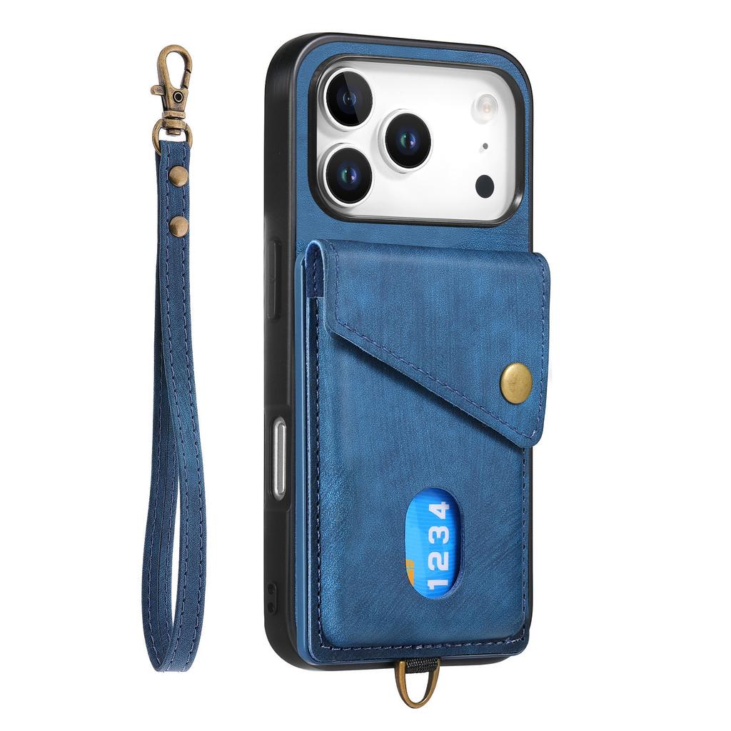 Retro Multi Functional Vertical Card Solt Wallet Leather Case For iPhone 17 Pro Max 16 Plus 15 14 13 12 11 17air Strap Bag Cover