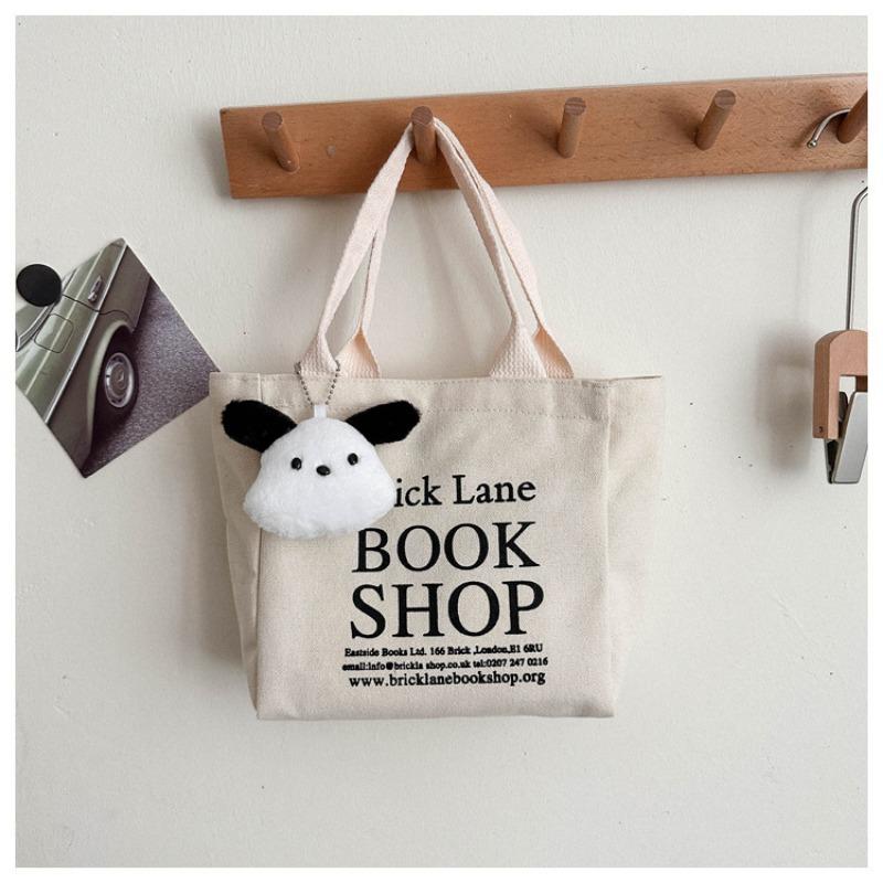 Basit Mini Tote Kova Çanta Büyük Kapasiteli Dış Saplı Kanvas Çanta