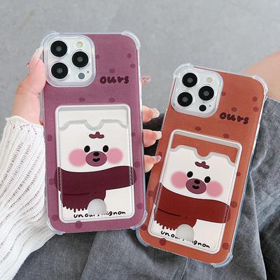 Card Slot Holder Silicone Wallet Pocket Case For Samsung A54 A24 A14 Xiaomi Redmi Note 13 14 Oppo A78 A58 A38 Tecno Spark 10 Cover Clear Phone Bumper