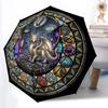 Dragon Symbols Circle Pattern Umbrella, Portable and Foldable Design, 8 Ribs, a Casual Accessory for Halloween, Christmas, and Birthday Gifts.