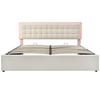 Lit avec cadre de lit LED - MUVOE - 140x200cm - Similicuir blanc - Matelas inclus - Espace de rangement