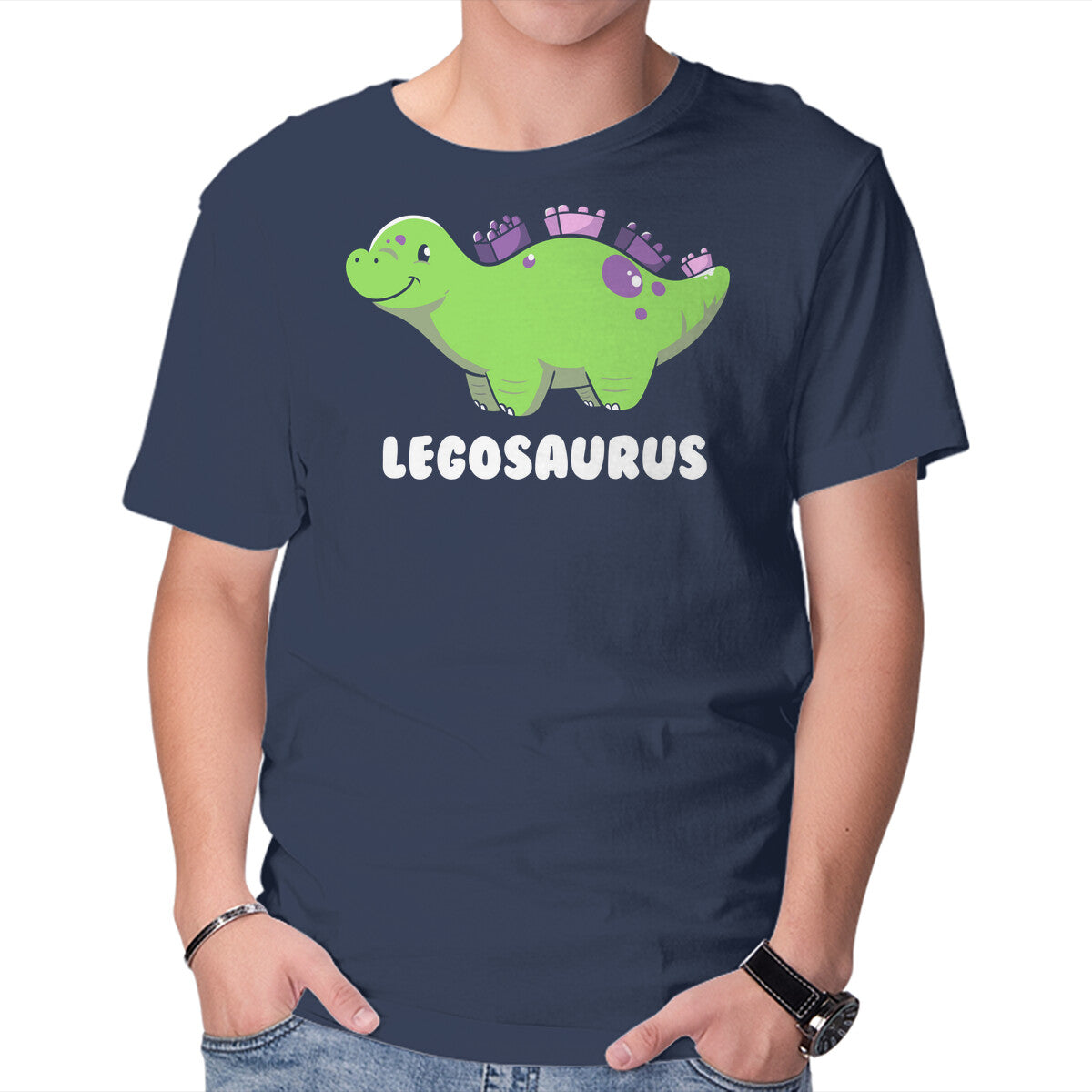 Unisex Crew Neck T-Shirt Legosaurus Dinosaur Graphic Short Sleeve Casual Tee S
