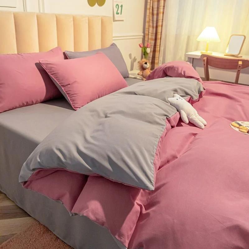 Sweet Blue Love Heart Printed Bedding Set For Girls Adults Children Bed Cover And Flat Sheet Pillowcases Soft Full Size 3/4pcs