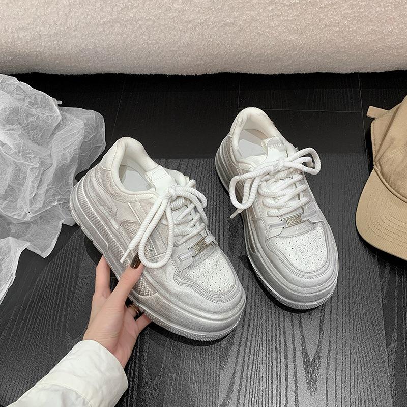 Little White Shoes Women's New Spring Thick-soled Velvet Warm Fluffy Old, Not Tired Feet Dirty Shoes