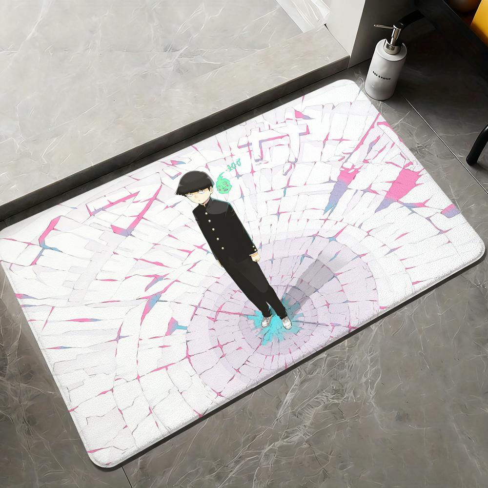 Tappetino per Pavimento Anime M-Mob Psycho 100 Tappeti in Flanella Morbidi Calore Invernale Tappetino Spesso Antiscivolo per Soggiorno Tappetino per Porta di Casa