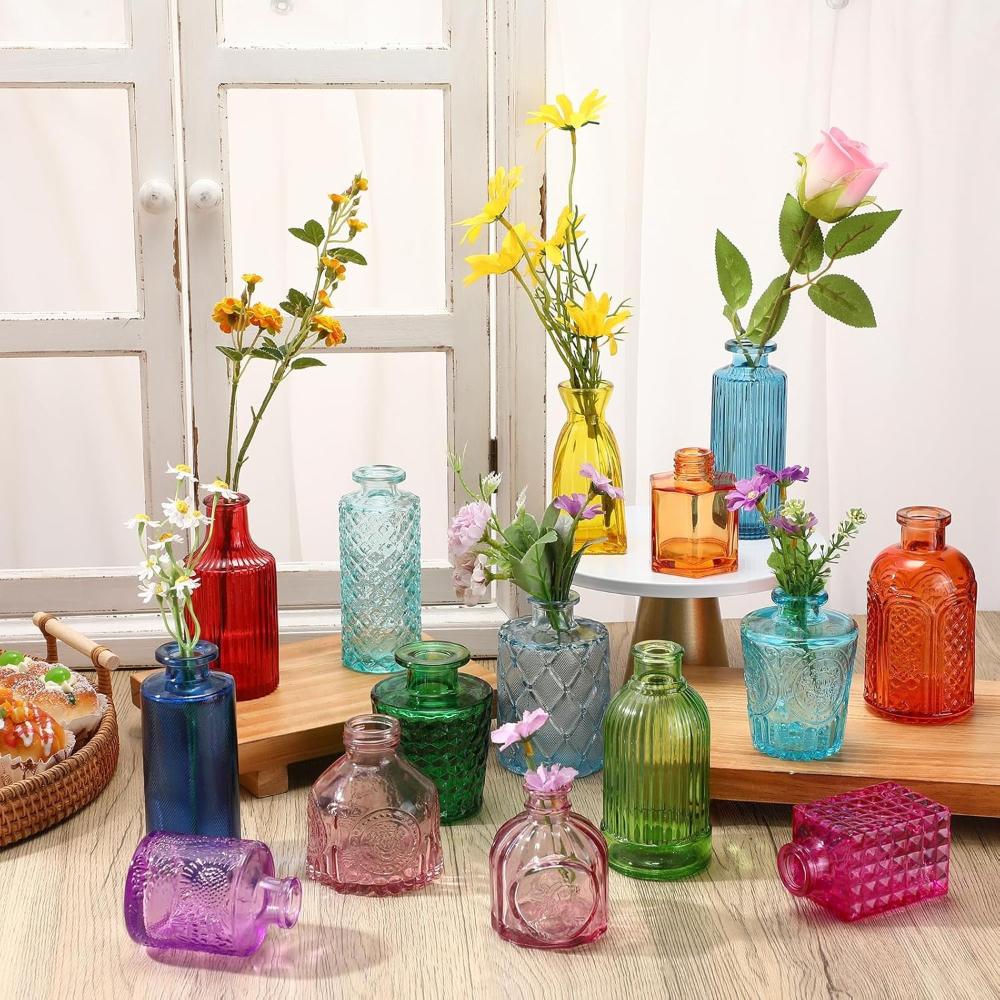 European Style Colored Glass Vase Water Nourishing Green Plants Flower Arrangements Desktop Ornaments Home Decoration