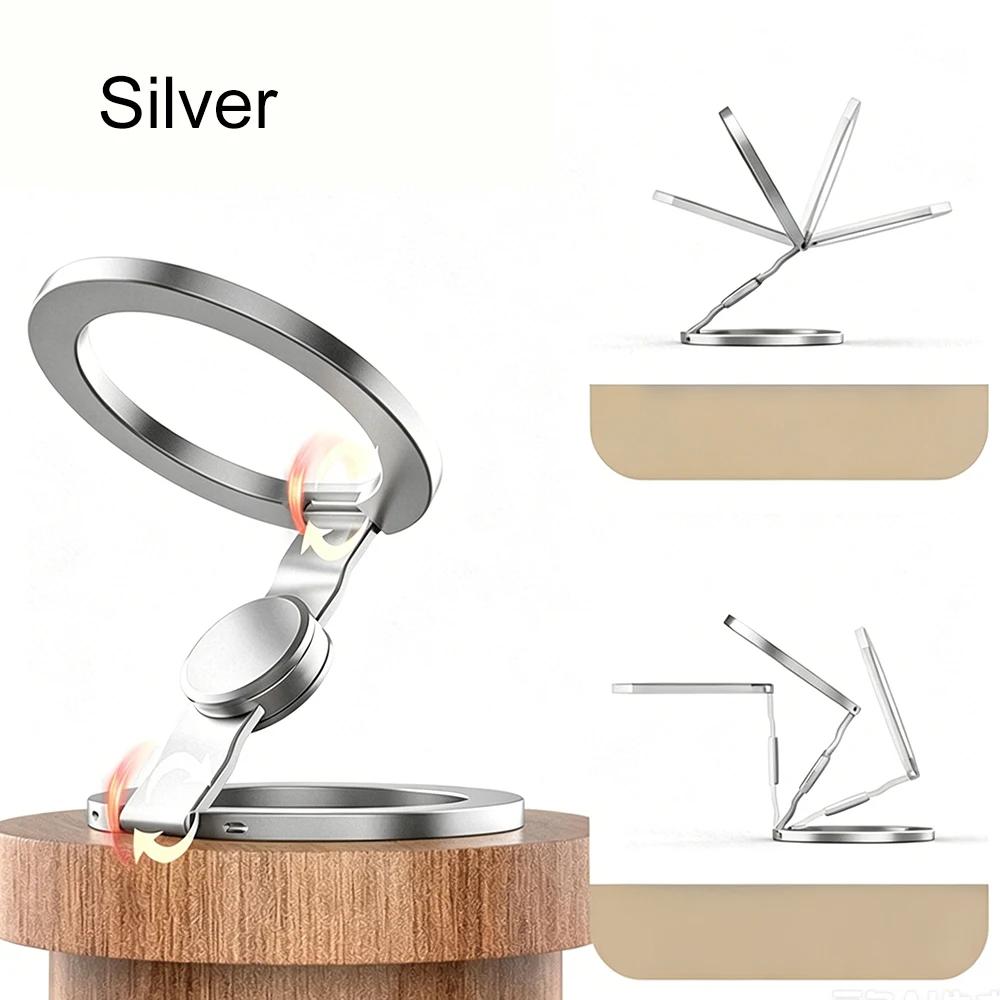 Portable Magnetic Phone Ring Holder Double-sided 360° Rotation Cell Phone Grip Stand Metal Foldable Stand For MagSafe Devices