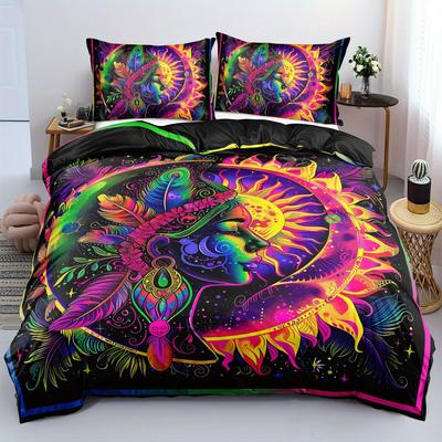 2/3 Duvet Cover, Soft Comfort, Sun & Moon Bedding Set For Two, Sun & Moon Duvet Cover Boho White, Mandura Bedding Set
