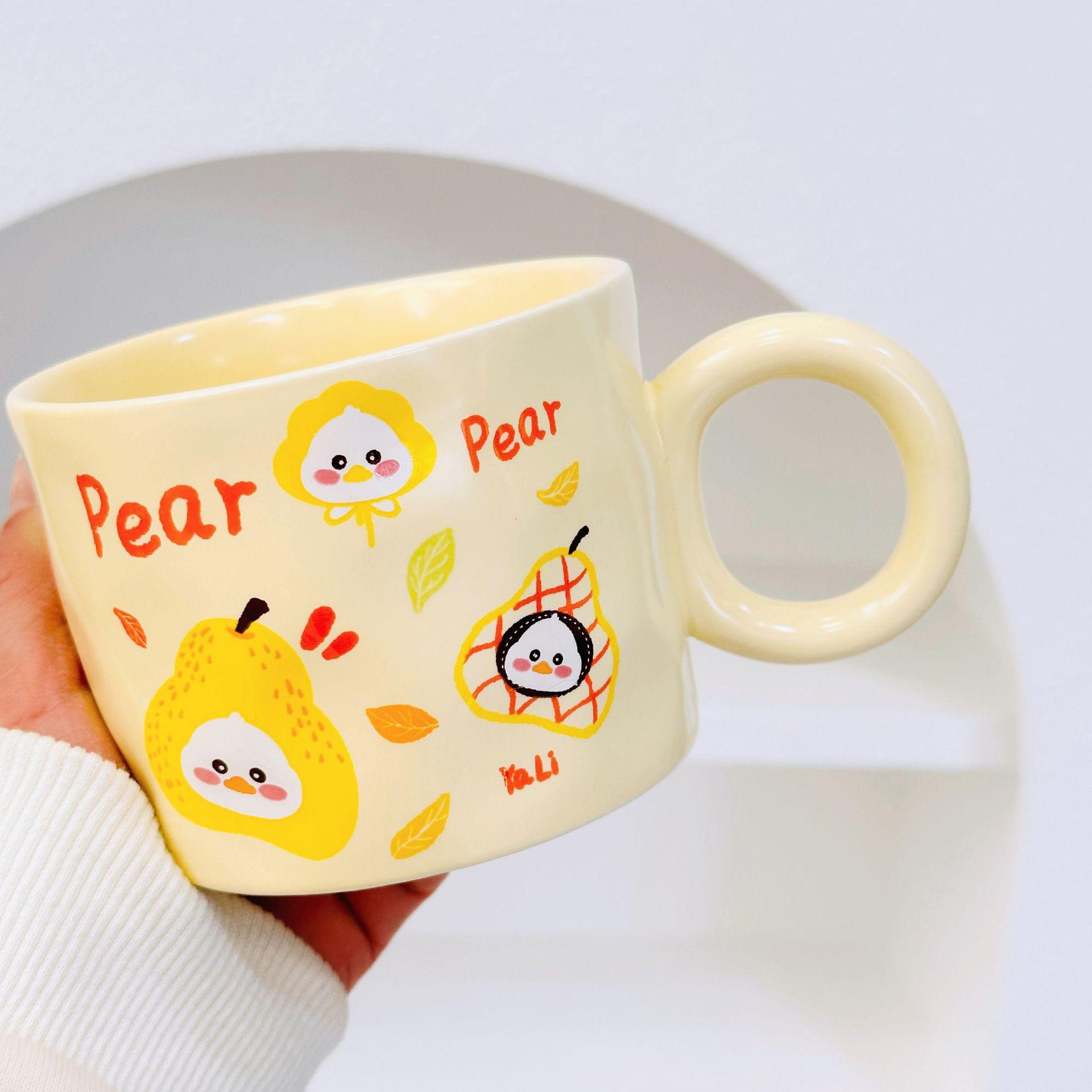 

Cartoon Cute Mug Women Ceramic Cup with Spoon Office Coffee Cup Couple Cup Household Water Cup Milk Breakfast Cup 350ML