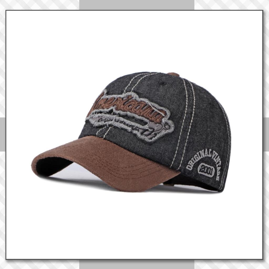 Chrome Crane Antique Denim Baseball Cap with 3D Adjustable and UV Light CB414 Men's Logo, Strap, Protection, Blue,