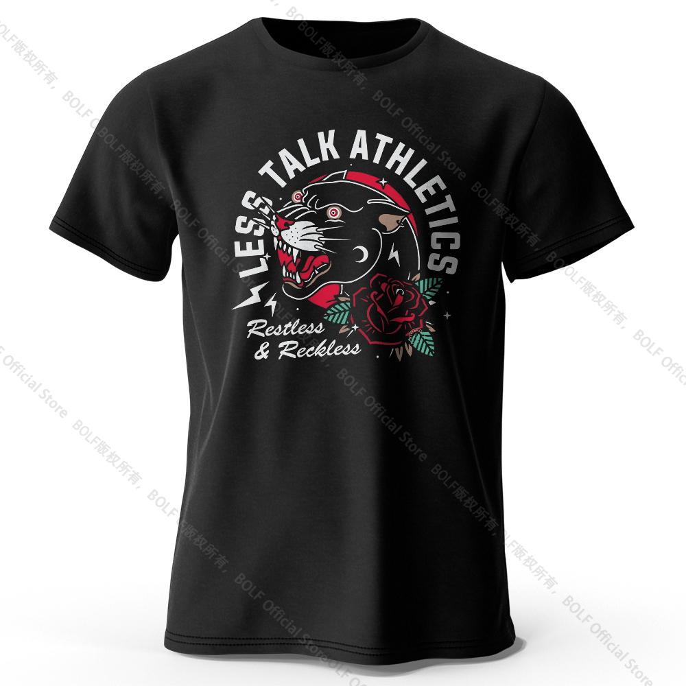 Men's Less Talk Athletics Printed T-Shirt 100% Cotton Harajuku Oversized Funny Graphic Tees for Men Women Summer Tops