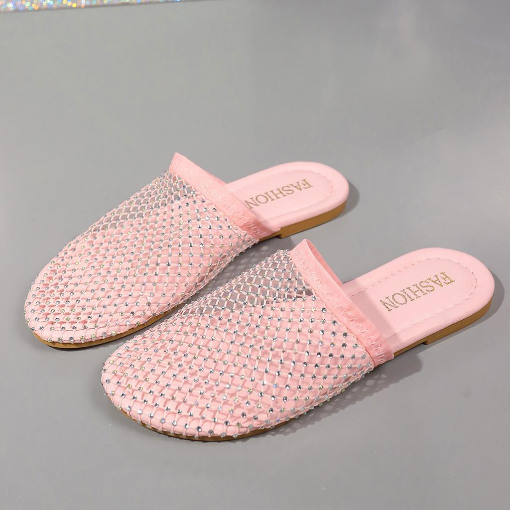 Fashion Women's Slippers Luxury Round Toe Hollow Wedges Diamond Sexy Flats Banquet Sandals Rheinstone Fashion Outdoor Non Slip Slippers