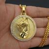 Punk Iced Out Bling Horse Head Pendant Gold Color Stainless Steel Zircon Animal Round Necklace For Men Jewelry Male Gift 2025