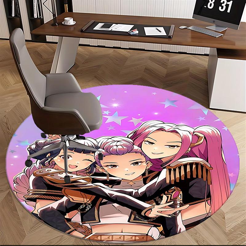 Kpop Girls Chair mat Round Rug-Office carpet, Machine Washable, Non-slip, Suitable for Living Rooms, Bedrooms, Entryways, and Holiday-themed
